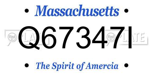 Q67347I Massachusetts License Plate