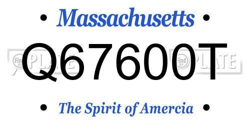 Q67600T Massachusetts License Plate