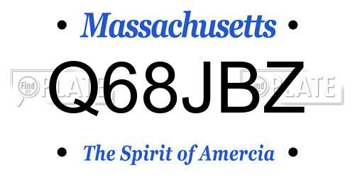 Q68JBZ Massachusetts License Plate