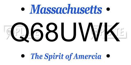 Q68UWK Massachusetts License Plate