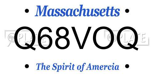 Q68VOQ Massachusetts License Plate