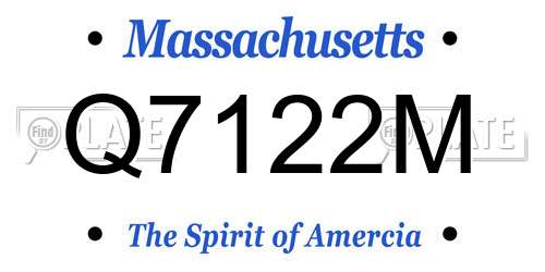Q7122M Massachusetts License Plate