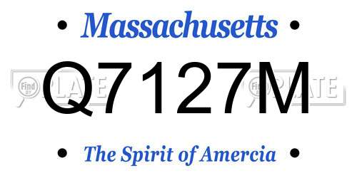 Q7127M Massachusetts License Plate