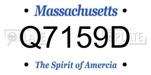 Q7159D Massachusetts License Plate