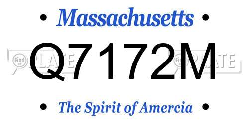 Q7172M Massachusetts License Plate