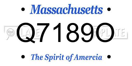 Q7189O Massachusetts License Plate