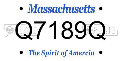 Q7189Q Massachusetts License Plate