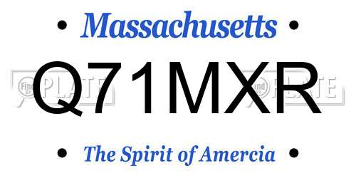 Q71MXR Massachusetts License Plate