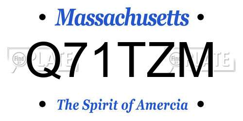 Q71TZM Massachusetts License Plate