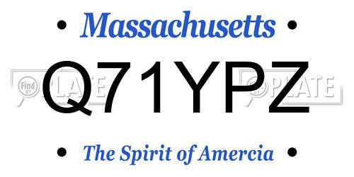 Q71YPZ Massachusetts License Plate