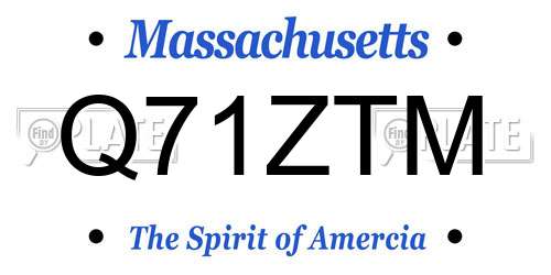 Q71ZTM Massachusetts License Plate