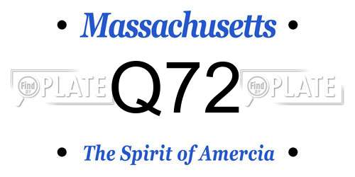 Q72 Massachusetts License Plate