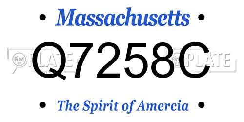 Q7258C Massachusetts License Plate