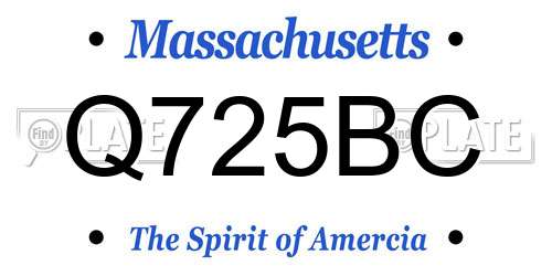 Q725BC Massachusetts License Plate