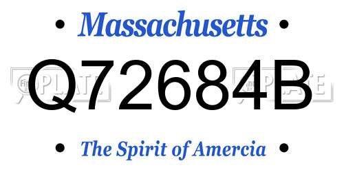 Q72684B Massachusetts License Plate