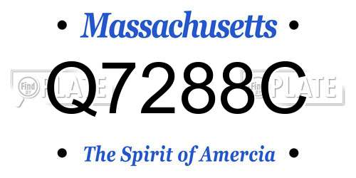 Q7288C Massachusetts License Plate