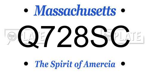 Q728SC Massachusetts License Plate