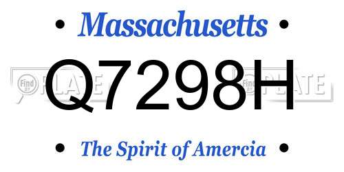 Q7298H Massachusetts License Plate