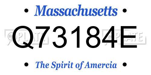 Q73184E Massachusetts License Plate
