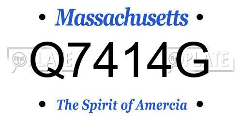 Q7414G Massachusetts License Plate