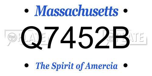 Q7452B Massachusetts License Plate