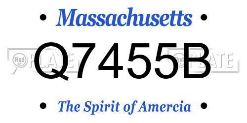 Q7455B Massachusetts License Plate