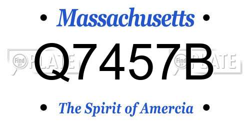 Q7457B Massachusetts License Plate