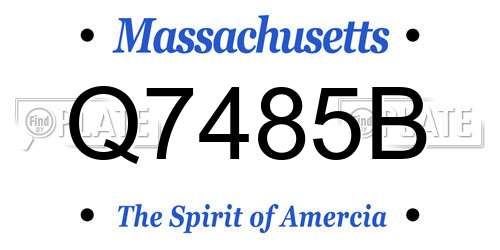 Q7485B Massachusetts License Plate