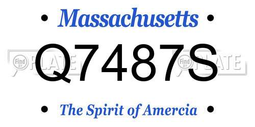 Q7487S Massachusetts License Plate
