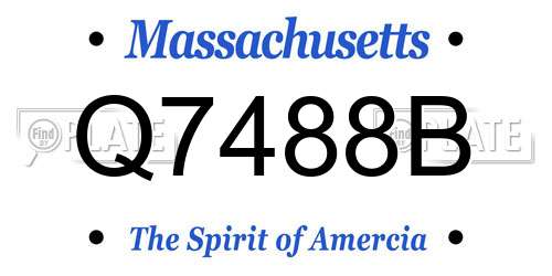 Q7488B Massachusetts License Plate
