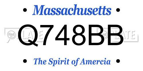 Q748BB Massachusetts License Plate