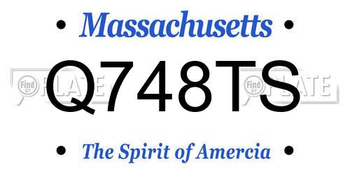 Q748TS Massachusetts License Plate