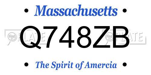Q748ZB Massachusetts License Plate