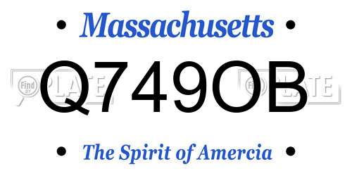 Q749OB Massachusetts License Plate
