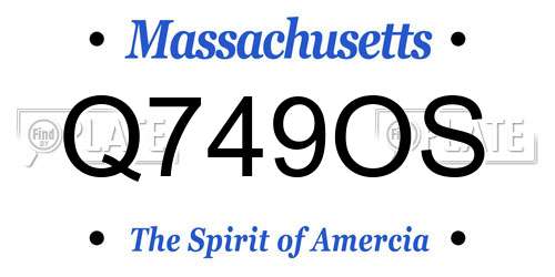 Q749OS Massachusetts License Plate