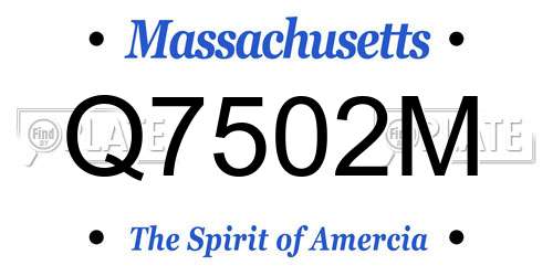 Q7502M Massachusetts License Plate