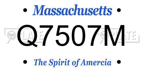 Q7507M Massachusetts License Plate
