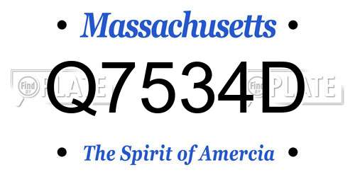 Q7534D Massachusetts License Plate
