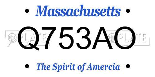 Q753AO Massachusetts License Plate