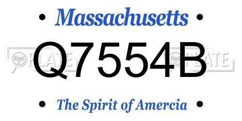 Q7554B Massachusetts License Plate