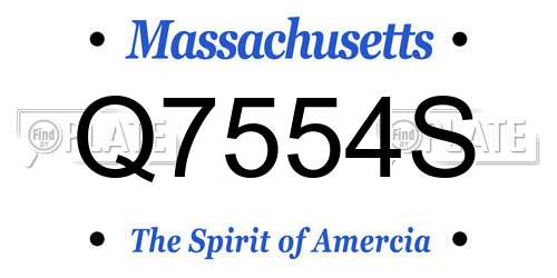 Q7554S Massachusetts License Plate