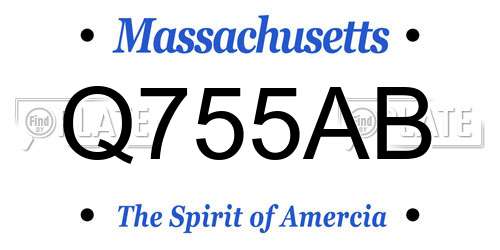 Q755AB Massachusetts License Plate
