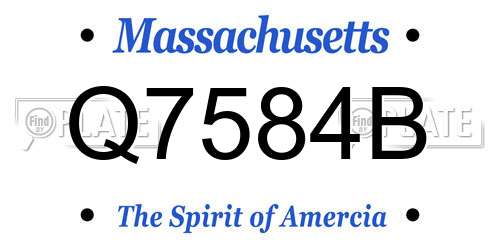 Q7584B Massachusetts License Plate
