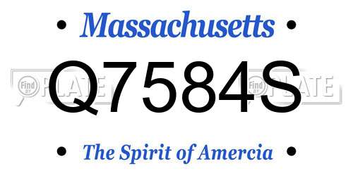 Q7584S Massachusetts License Plate