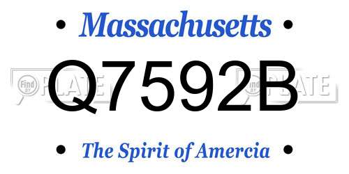 Q7592B Massachusetts License Plate