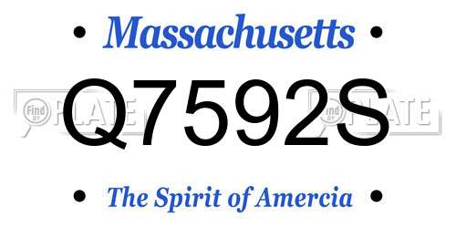 Q7592S Massachusetts License Plate