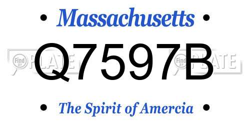 Q7597B Massachusetts License Plate