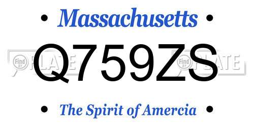 Q759ZS Massachusetts License Plate