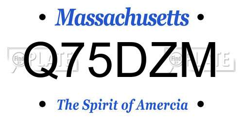 Q75DZM Massachusetts License Plate