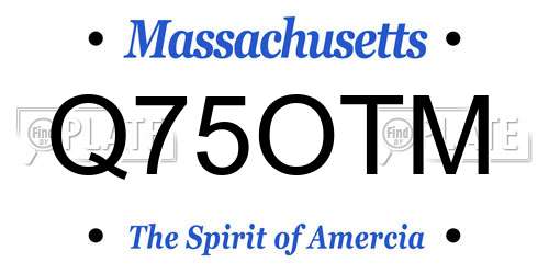 Q75OTM Massachusetts License Plate